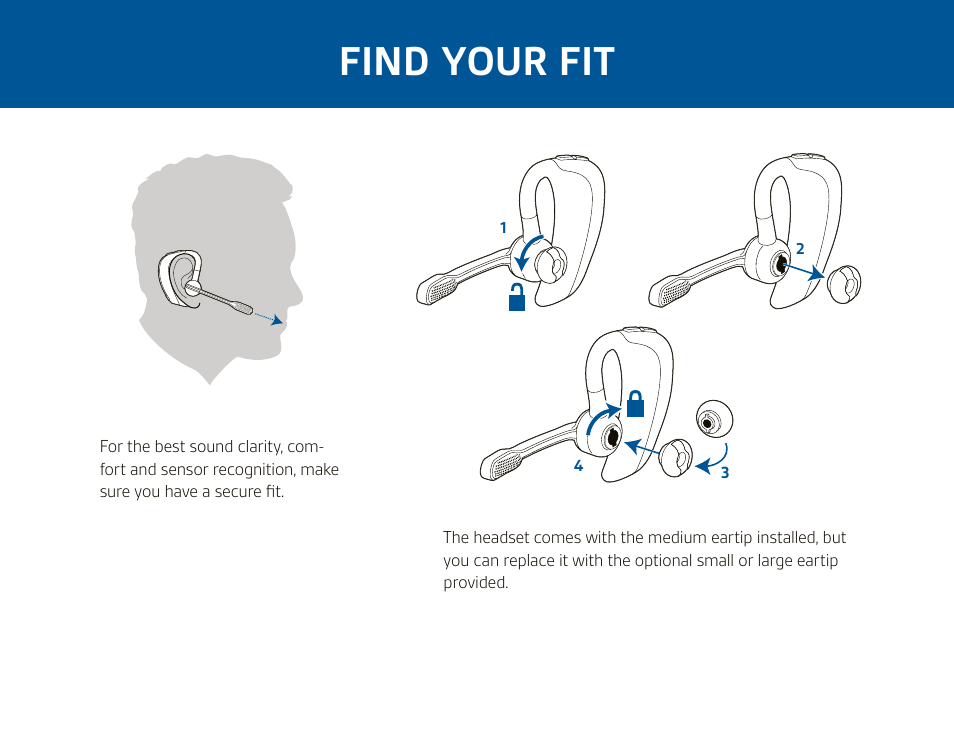 Find your fit | Plantronics Voyager PRO HD User Manual | Page 5 / 10