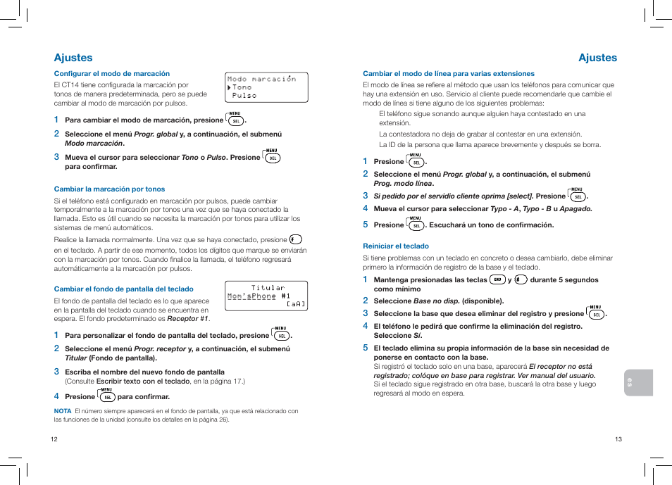 Ajustes | Plantronics CT14 User Manual | Page 27 / 37