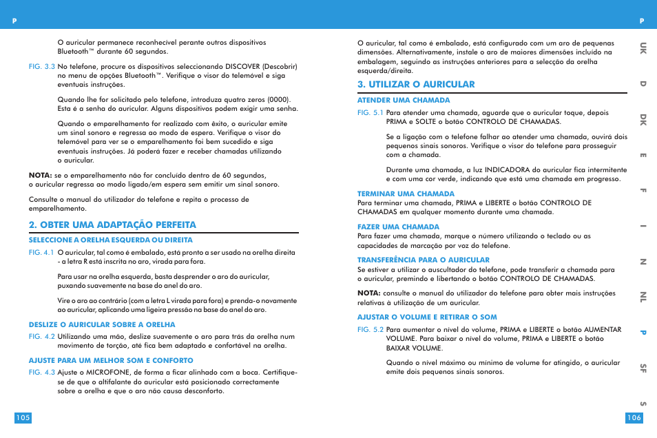 Utilizar o auricular, Obter uma adaptação perfeita | Plantronics M 3000 User Manual | Page 53 / 69