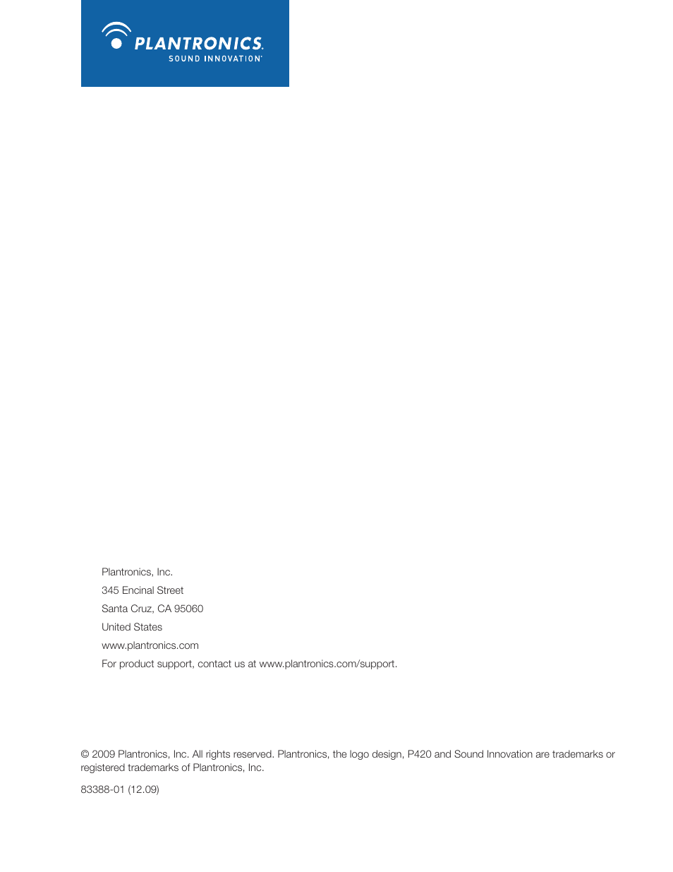Plantronics P420 User Manual | Page 7 / 7
