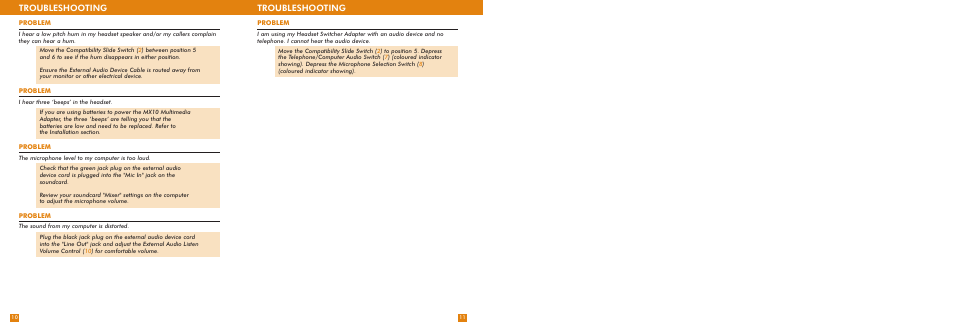 Troubleshooting | Plantronics HEADSET SWITCHER MX10 User Manual | Page 6 / 7