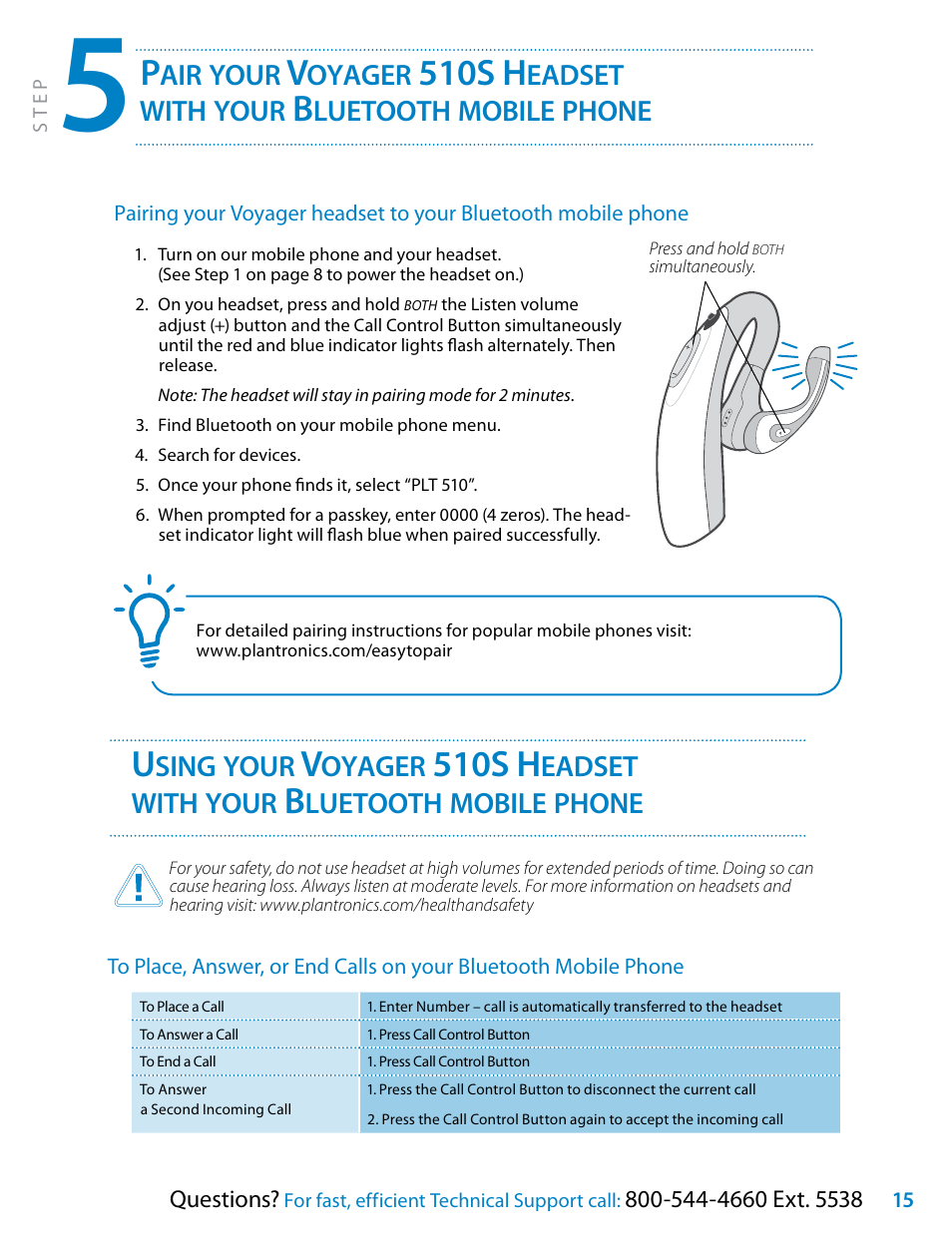 510s h | Plantronics Voyager 510S User Manual | Page 15 / 20