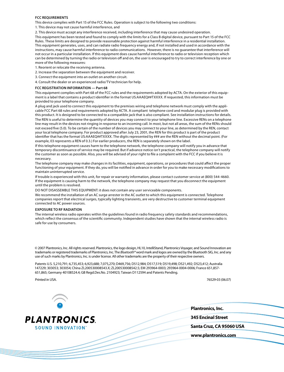 Plantronics Voyager 510S User Manual | Page 20 / 20