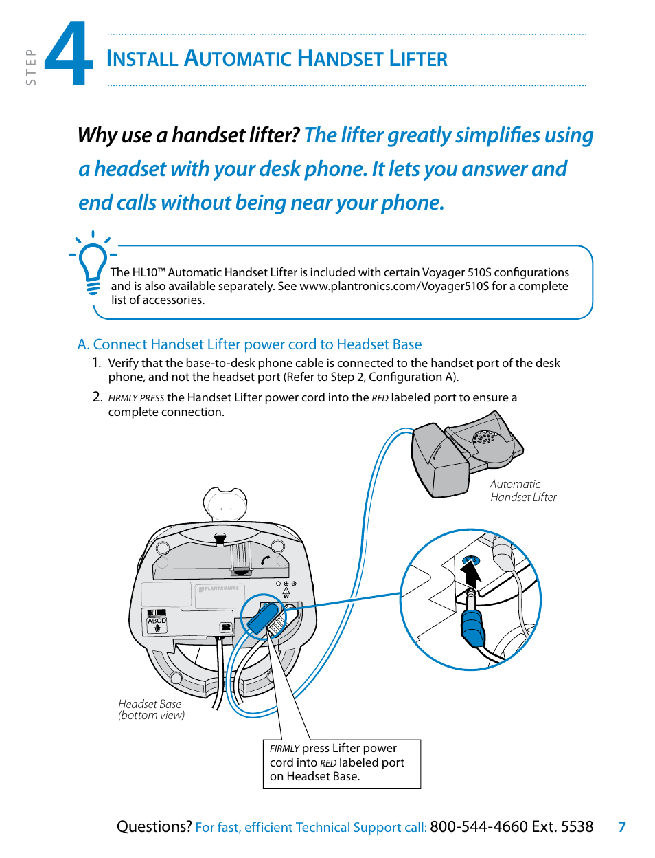 Nstall, Utomatic, Andset | Ifter | Plantronics Voyager 510S User Manual | Page 7 / 20