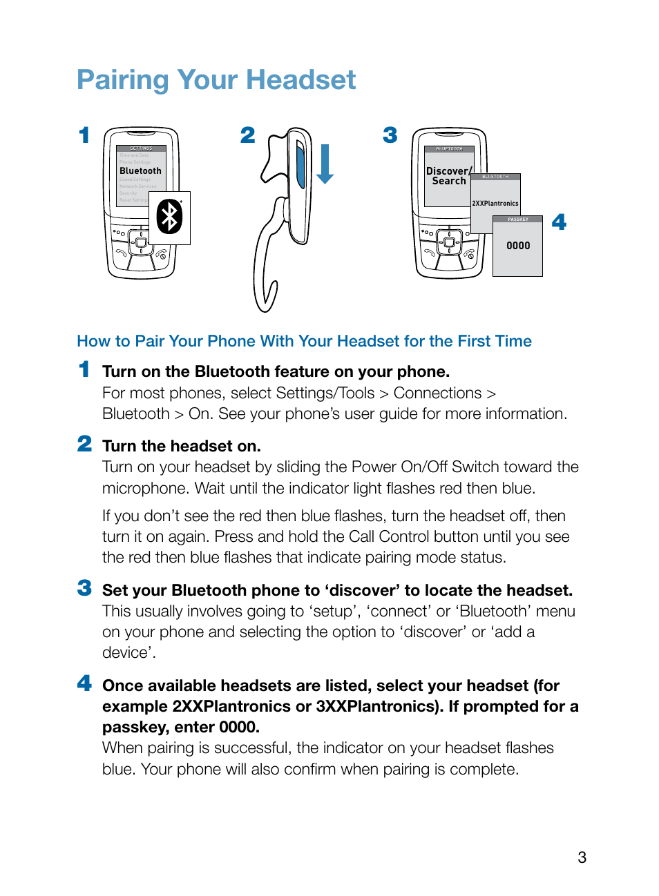 Pairing your headset | Plantronics 395 User Manual | Page 7 / 16