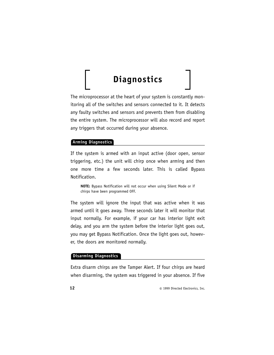 Diagnostics | Python 625 User Manual | Page 16 / 28