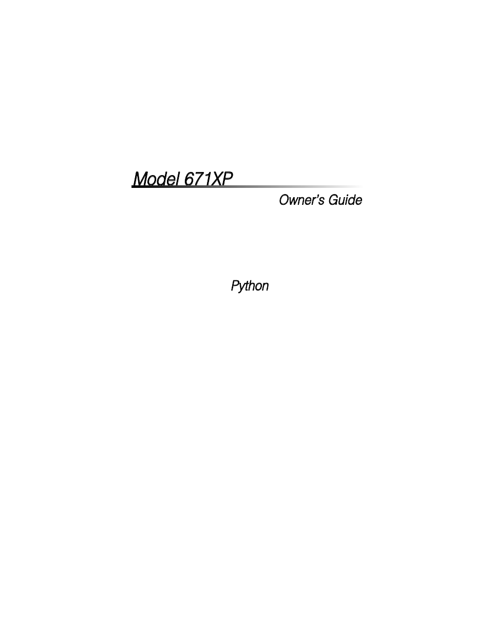 Python 671XP User Manual | 43 pages