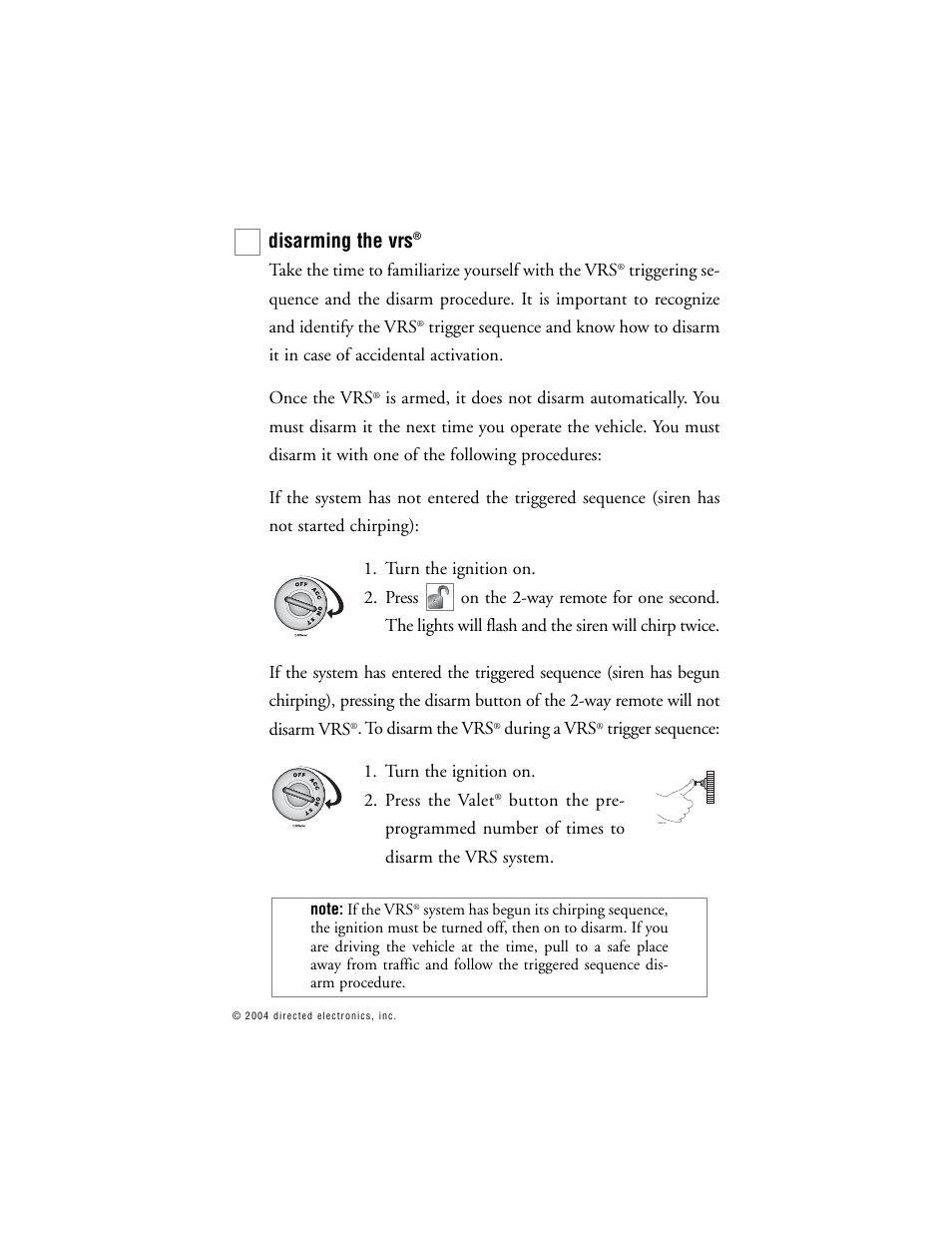 Disarming the vrs | Python 671XP User Manual | Page 36 / 43