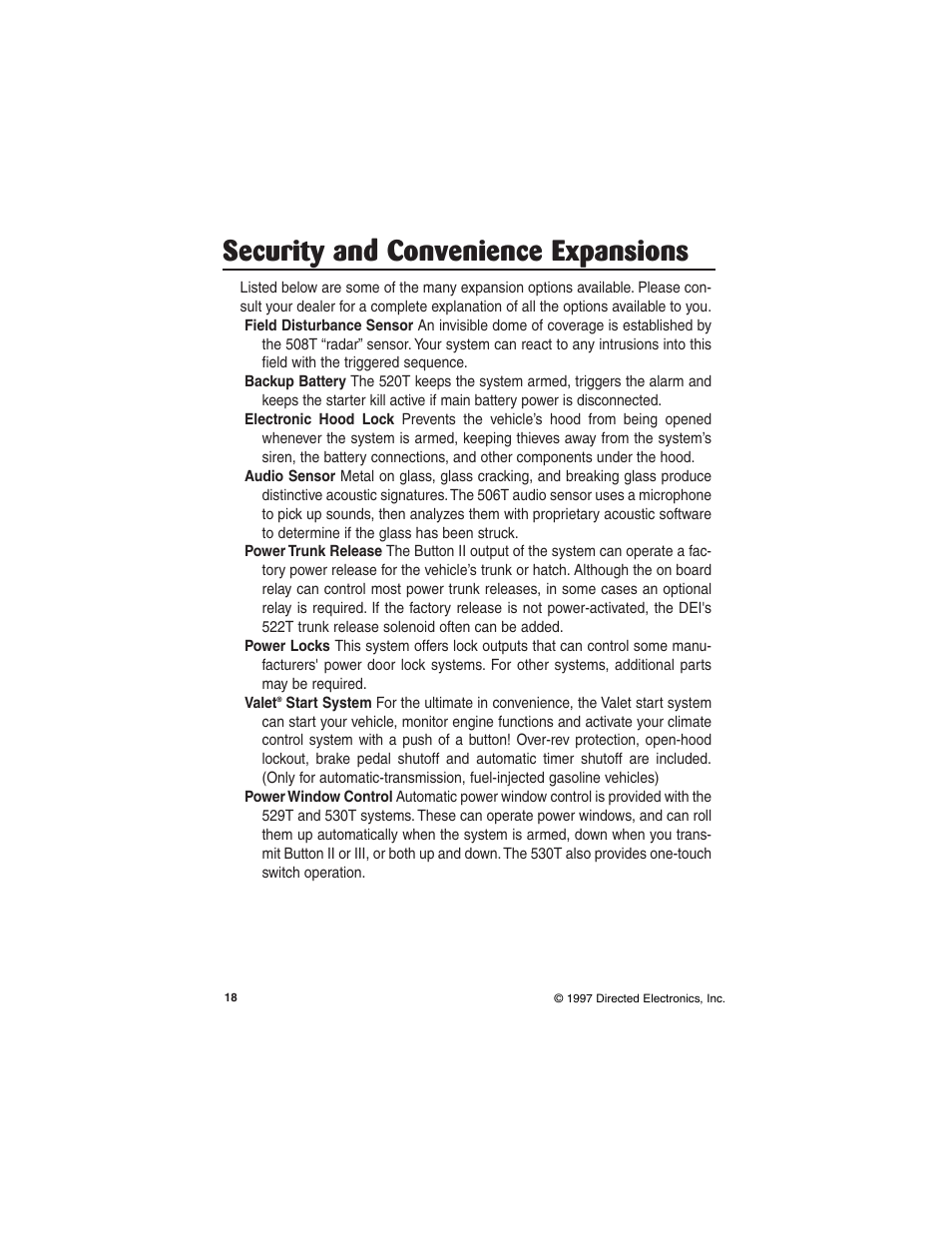 Security and convenience expansions | Python 1500HF User Manual | Page 18 / 20