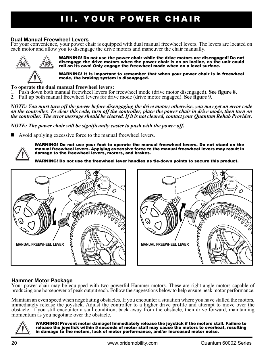 Iii. your power chair | Pride Mobility 6000Z 4S User Manual | Page 20 / 40