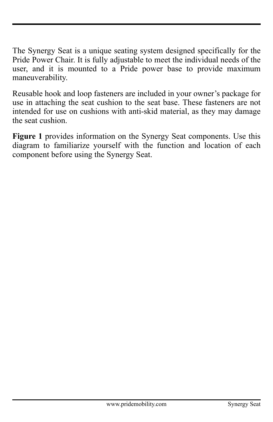 The synergy seat | Pride Mobility ACN# 088 609 661 User Manual | Page 7 / 44