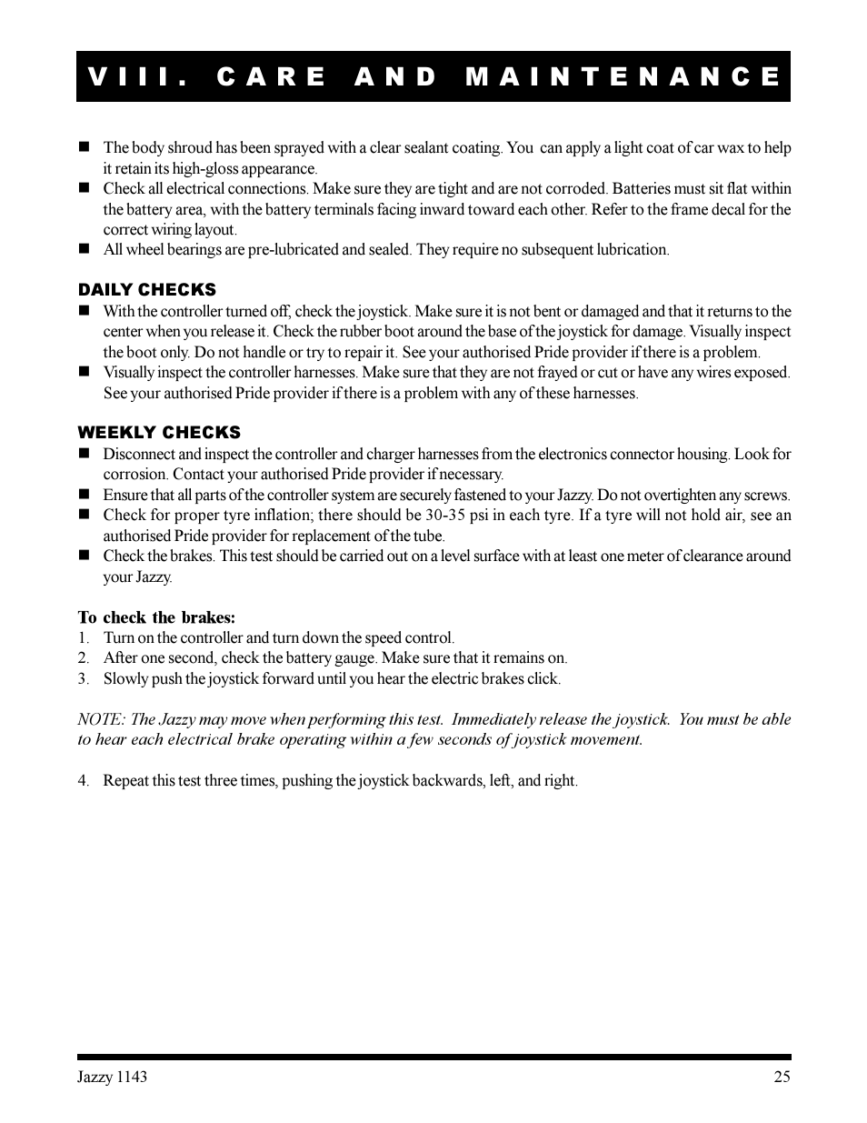 Pride Mobility Jazzy 1143 User Manual | Page 25 / 34