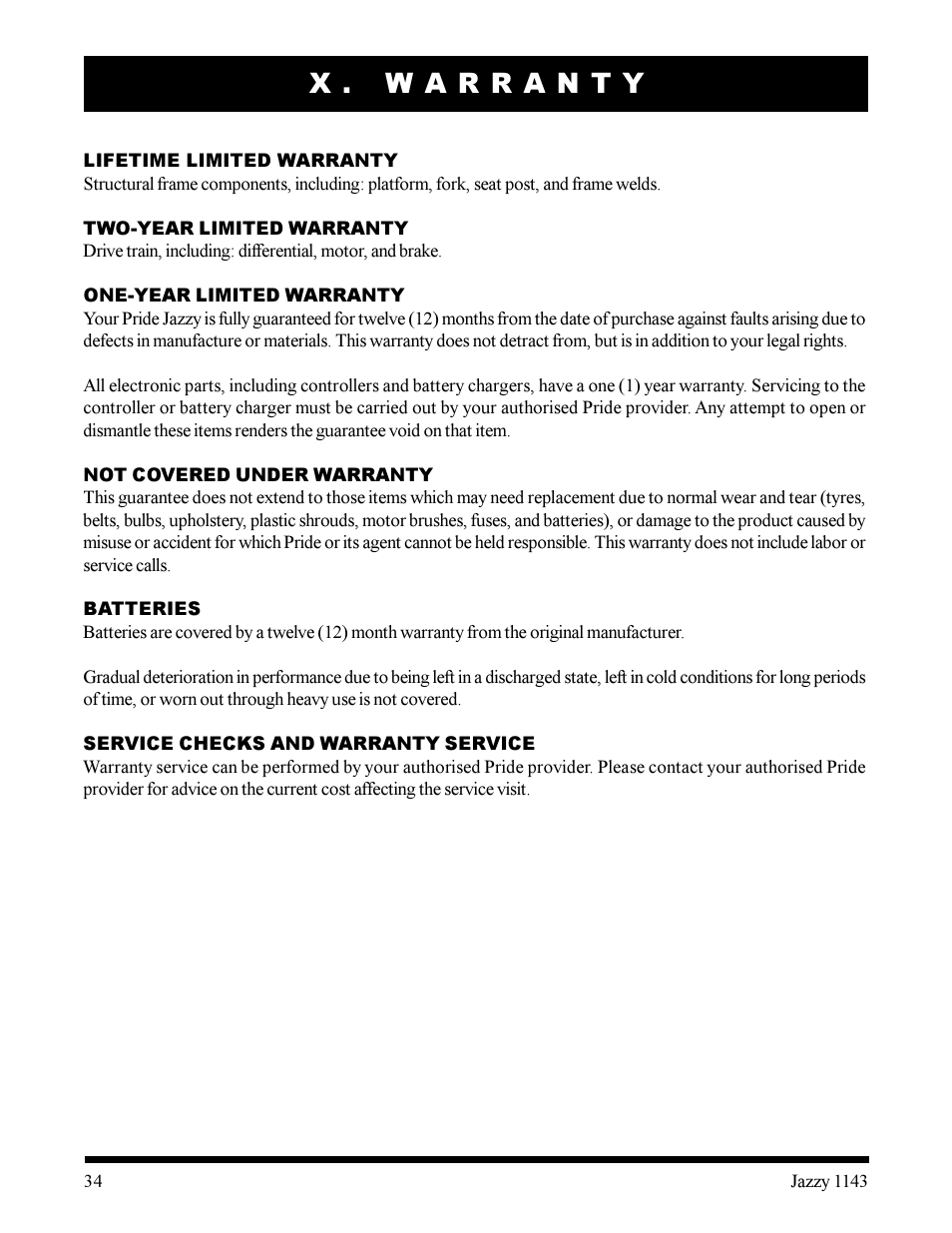 Pride Mobility Jazzy 1143 User Manual | Page 34 / 34