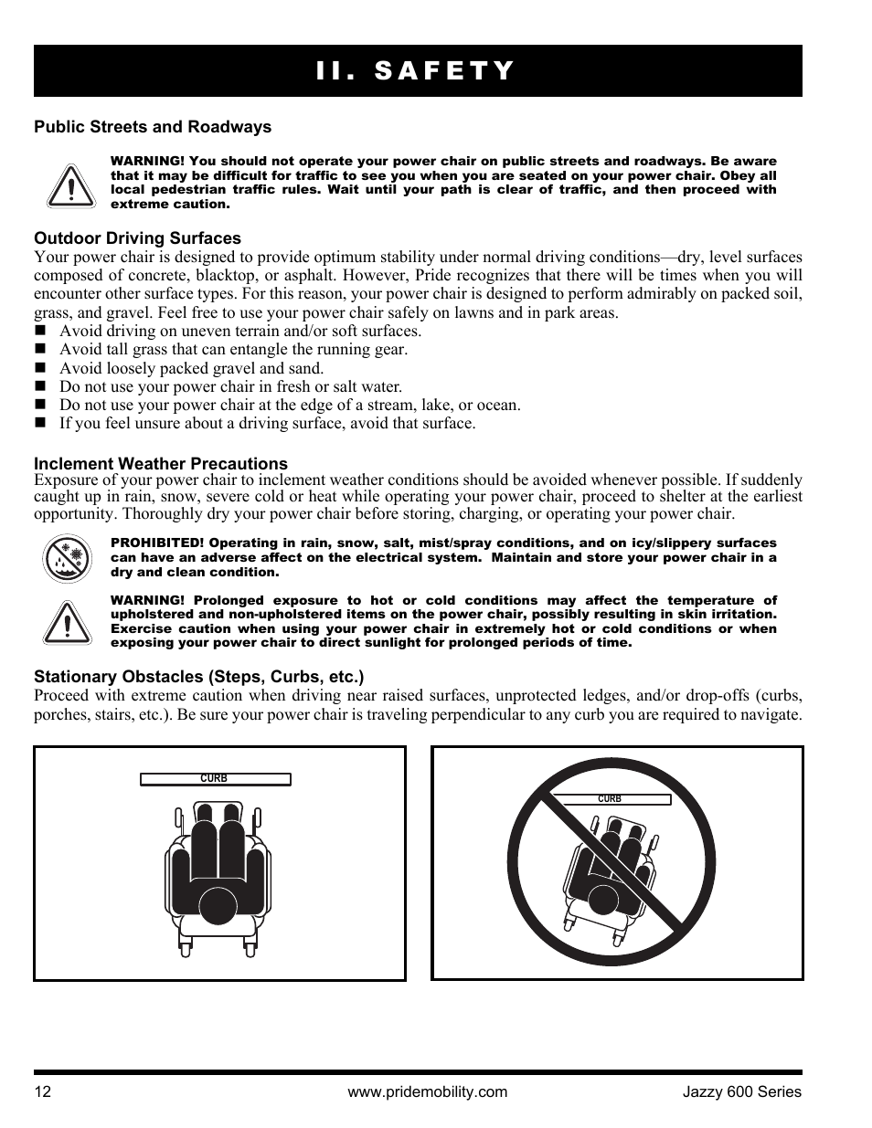 Ii. safety | Pride Mobility Jazzy 600 3SP User Manual | Page 12 / 44