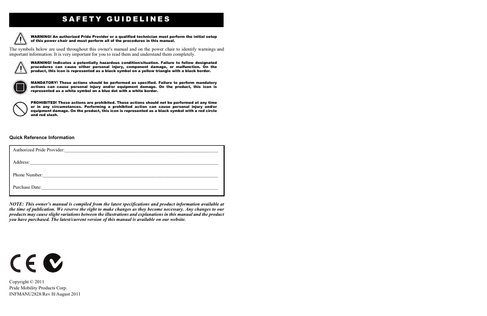 Pride Mobility Jazzy 600 3SP User Manual | Page 2 / 44