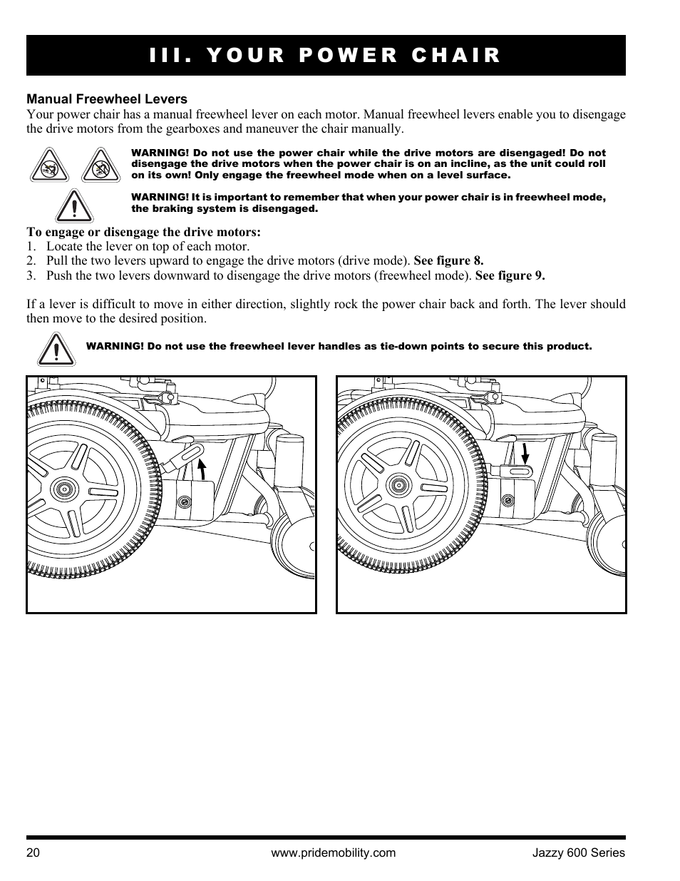 Iii. your power chair | Pride Mobility Jazzy 600 3SP User Manual | Page 20 / 44
