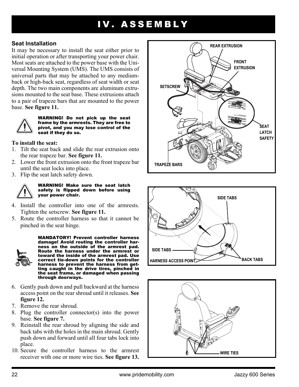 Iv. assembly | Pride Mobility Jazzy 600 3SP User Manual | Page 22 / 44