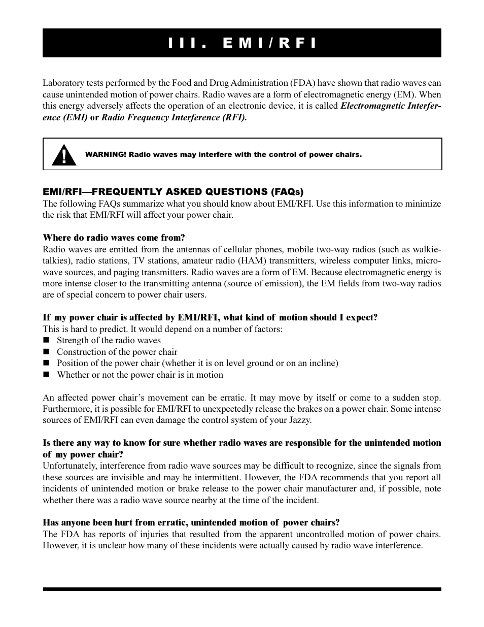 I i i . e m i / r f i | Pride Mobility Jazzy 1104 User Manual | Page 14 / 43