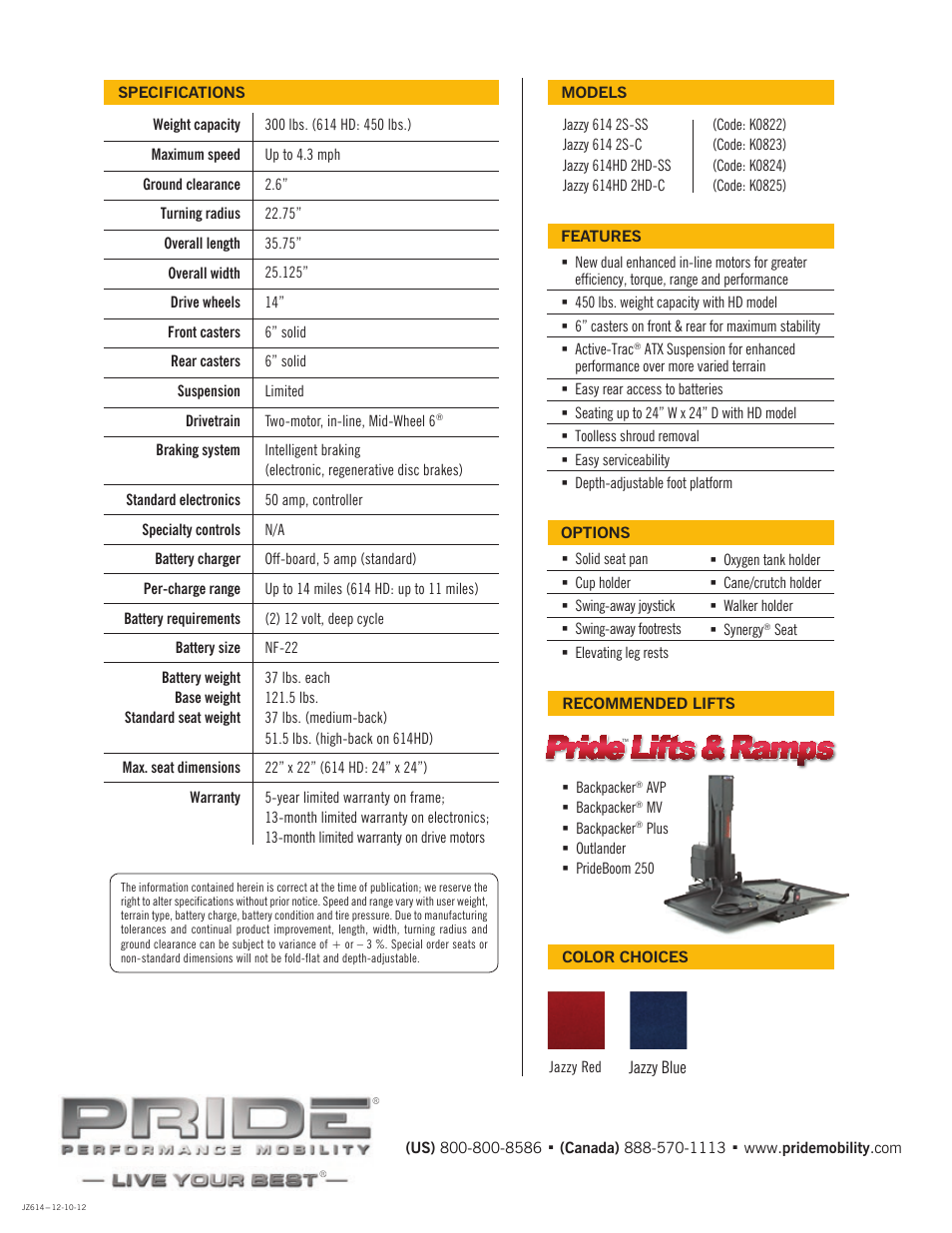 Pride Mobility Jazzy 614 User Manual | Page 2 / 2