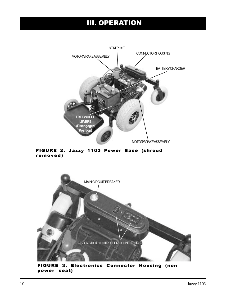 Iii. operation | Pride Mobility 1103 User Manual | Page 10 / 33