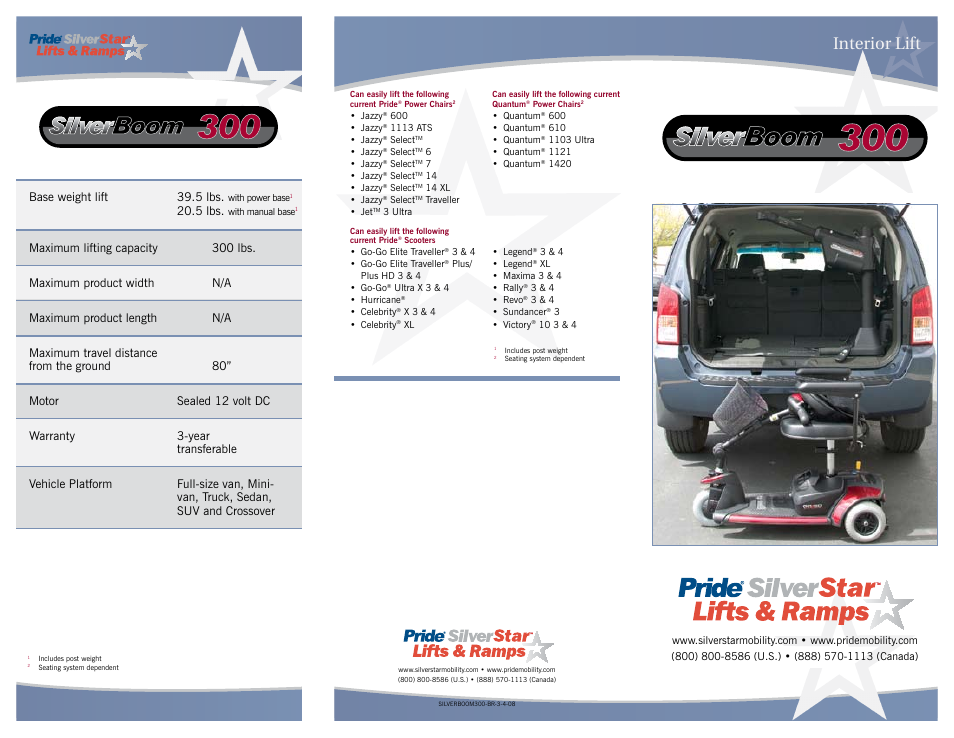 Pride Mobility SilverBoom 300 User Manual | 2 pages