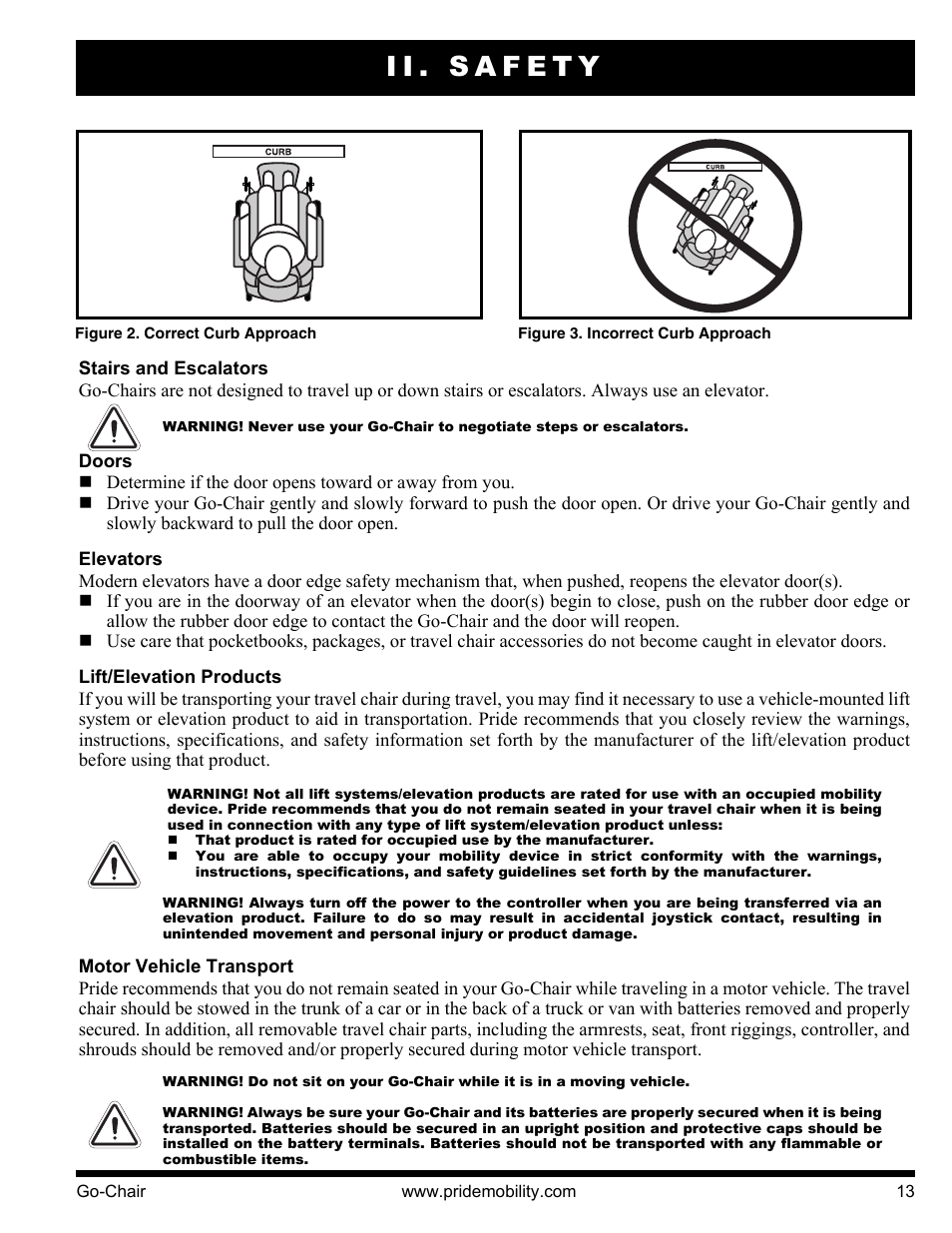 Ii. safety | Pride Mobility 1400 User Manual | Page 13 / 44