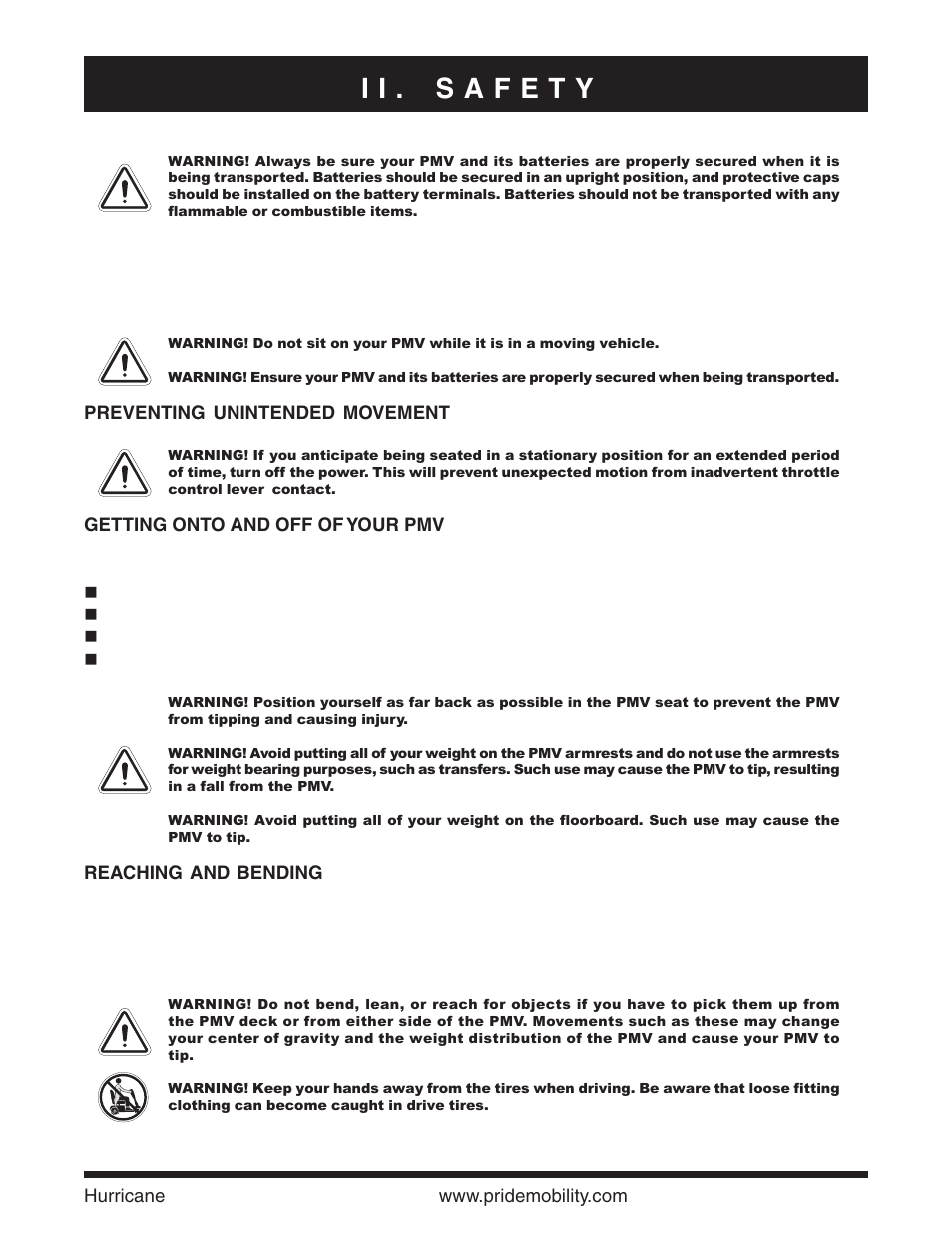 Pride Mobility Hurricane PMV User Manual | Page 15 / 44