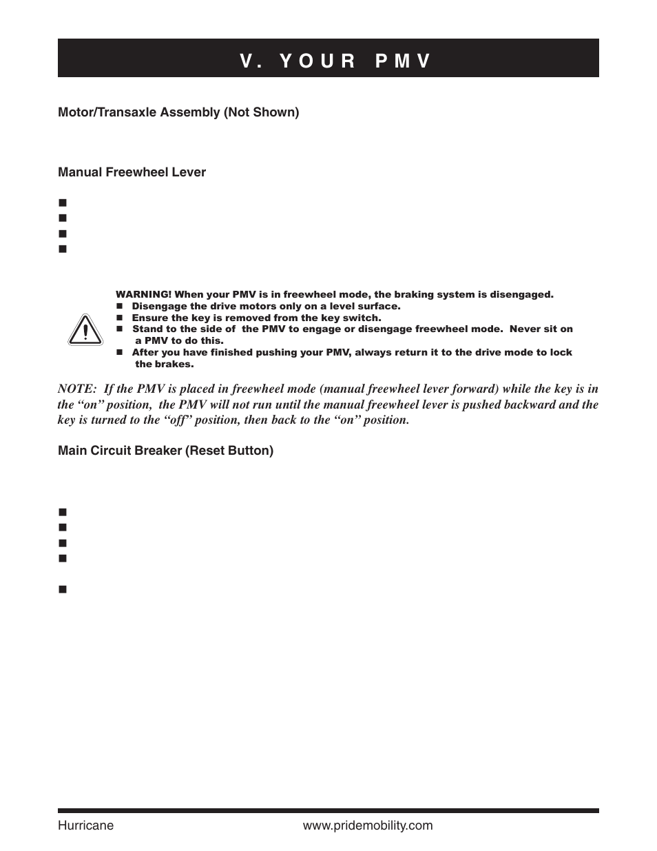 Pride Mobility Hurricane PMV User Manual | Page 23 / 44
