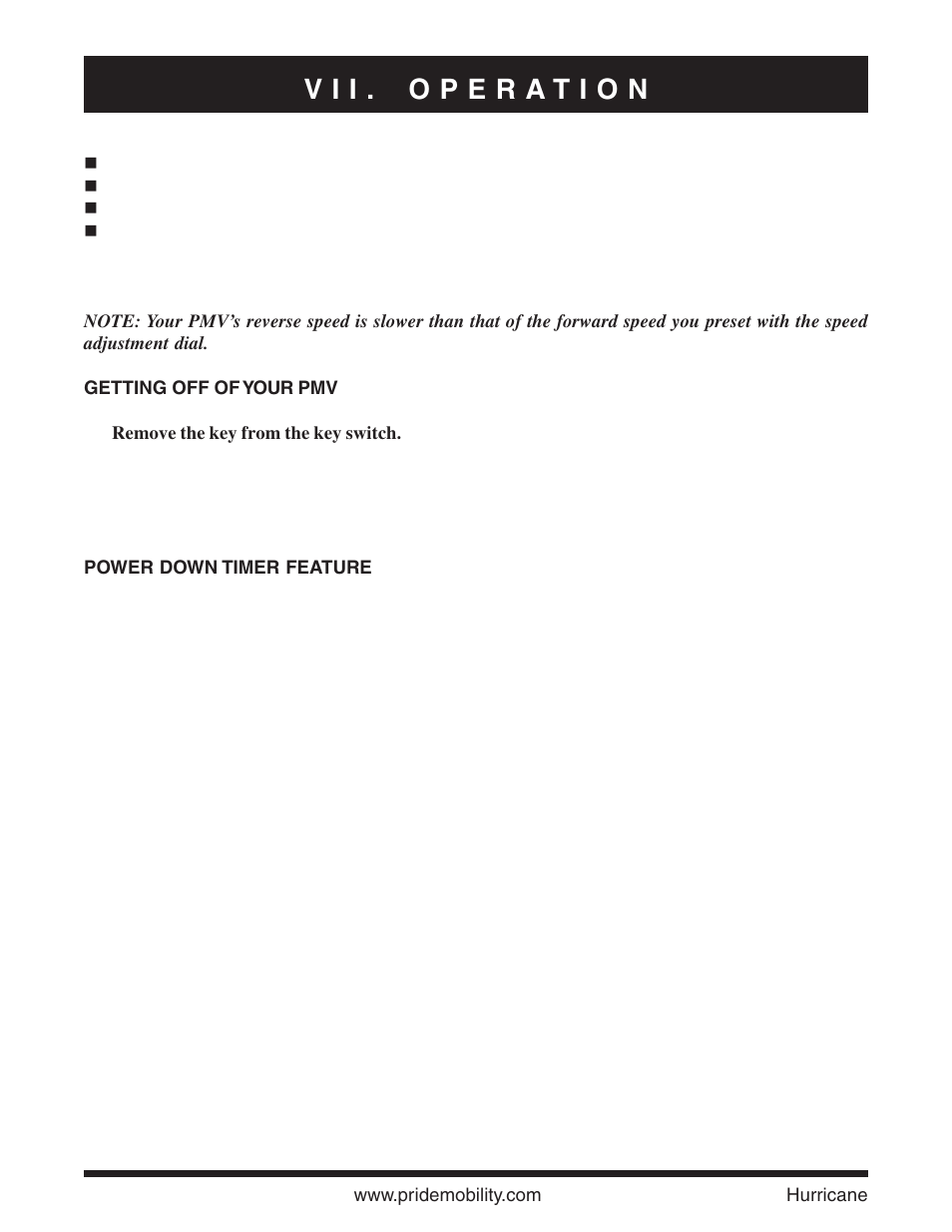 Pride Mobility Hurricane PMV User Manual | Page 30 / 44