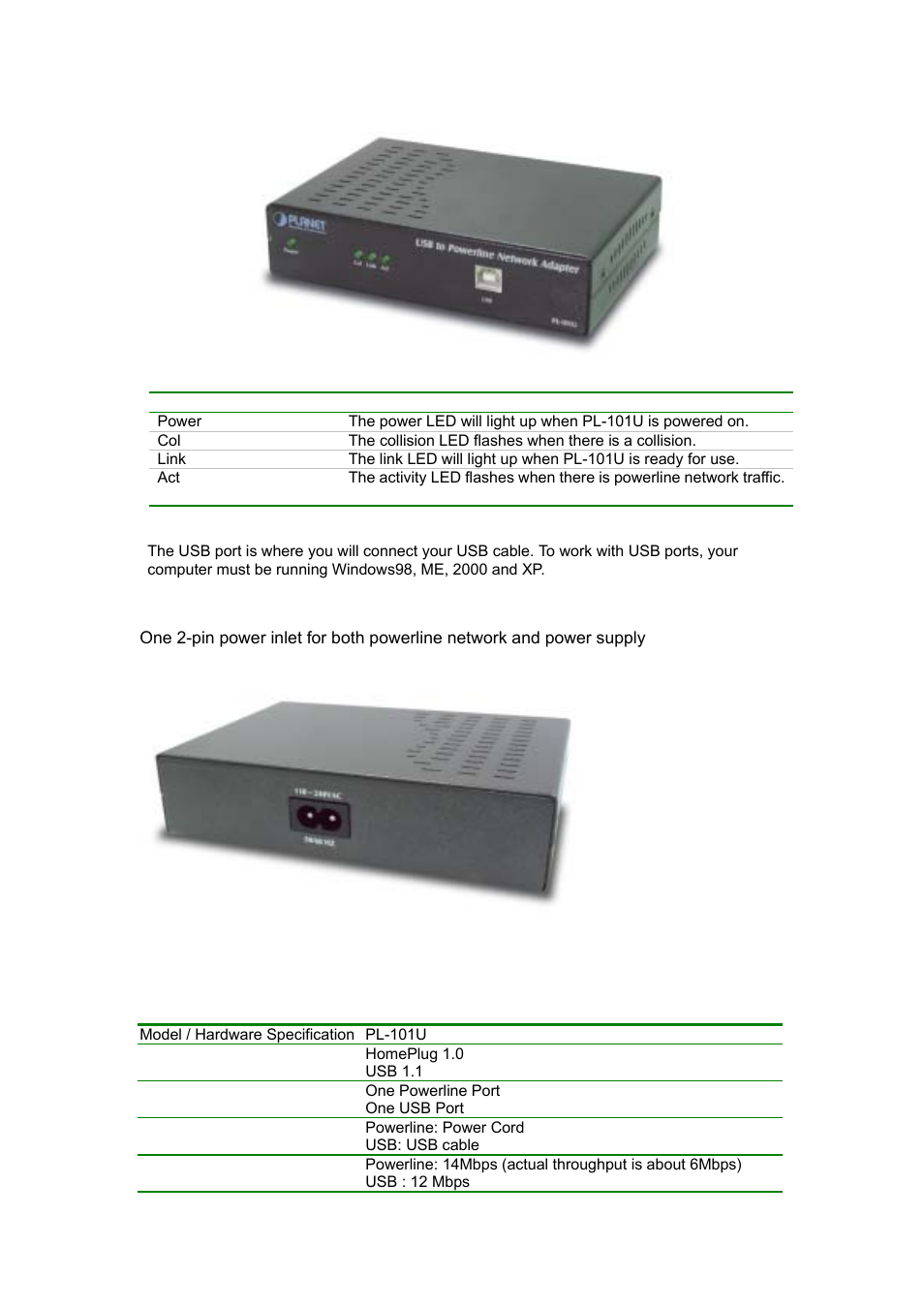 4 specification | Planet Technology PL-101E User Manual | Page 9 / 24