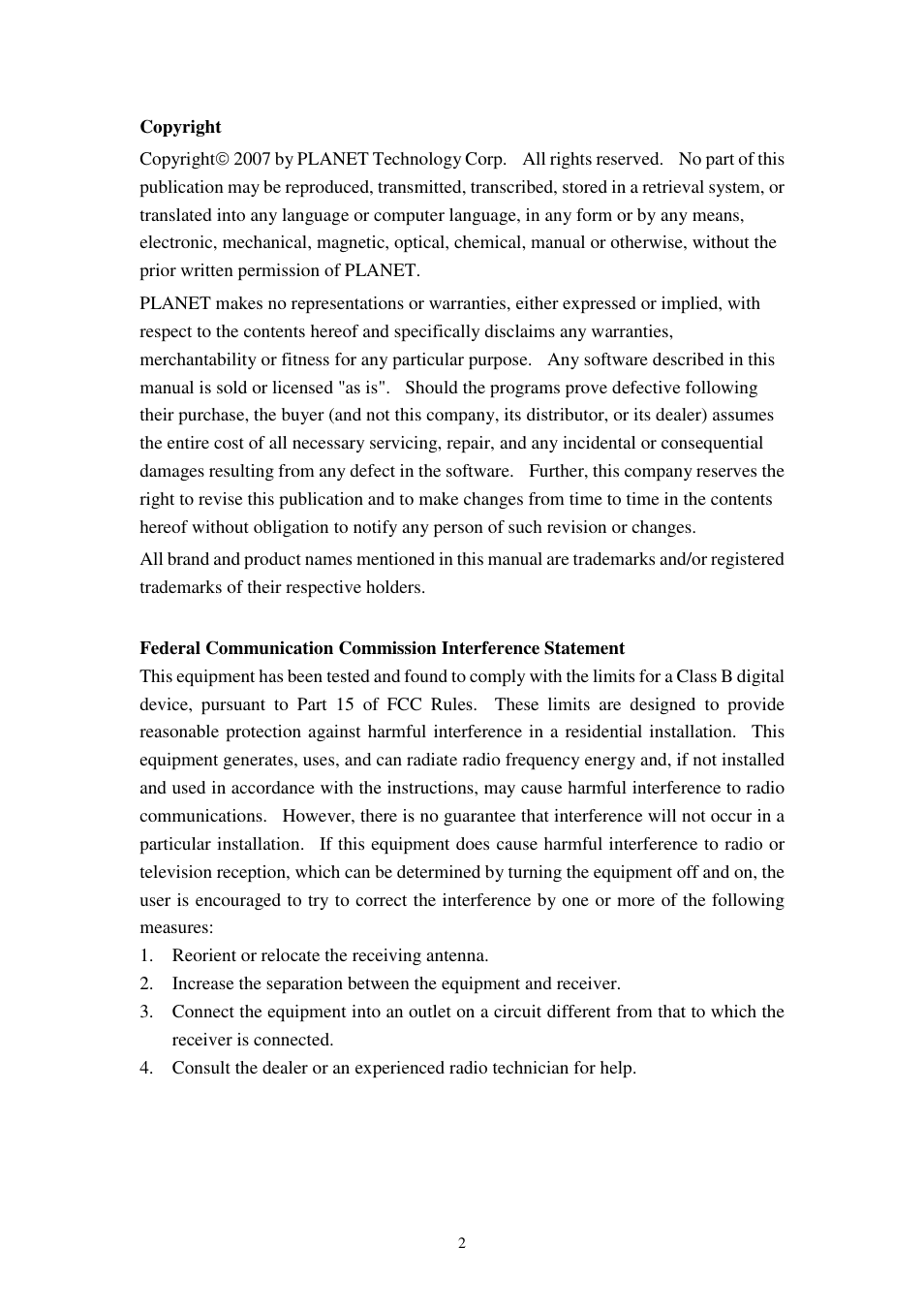 Planet Technology 802.11g Wireless ADSL 2/2+ Router ADW-4401A/Bv2 User Manual | Page 2 / 63