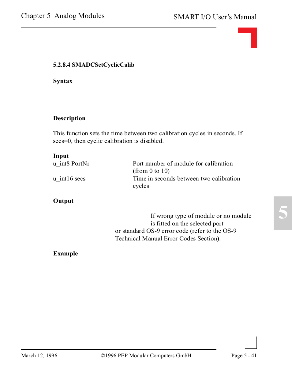 4 smadcsetcycliccalib, 4 smadcsetcycliccalib -41 | Pepper Computer Modular Computers RS485 User Manual | Page 197 / 320