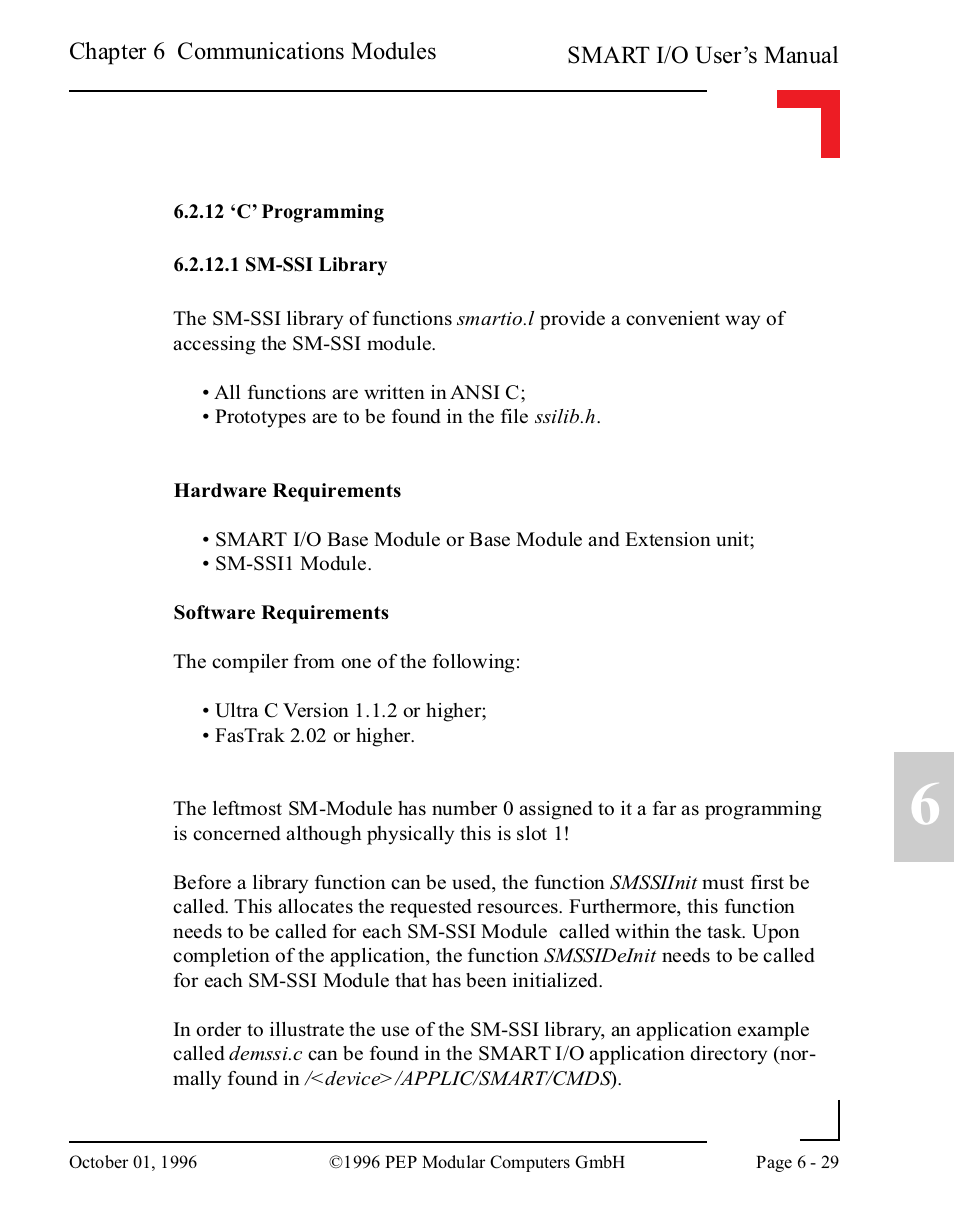 12 ‘c’ programming, 1 sm-ssi library, 12 ‘c’ programming -29 | 1 sm-ssi library -29 | Pepper Computer Modular Computers RS485 User Manual | Page 311 / 320