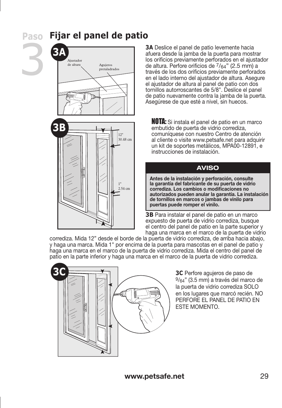 Paso, Fijar el panel de patio | Petsafe PPA11-13141 User Manual | Page 29 / 36