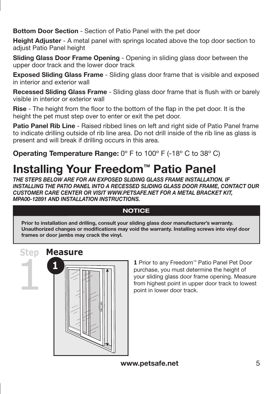 Installing your freedom, Patio panel | Petsafe PPA11-13141 User Manual | Page 5 / 36