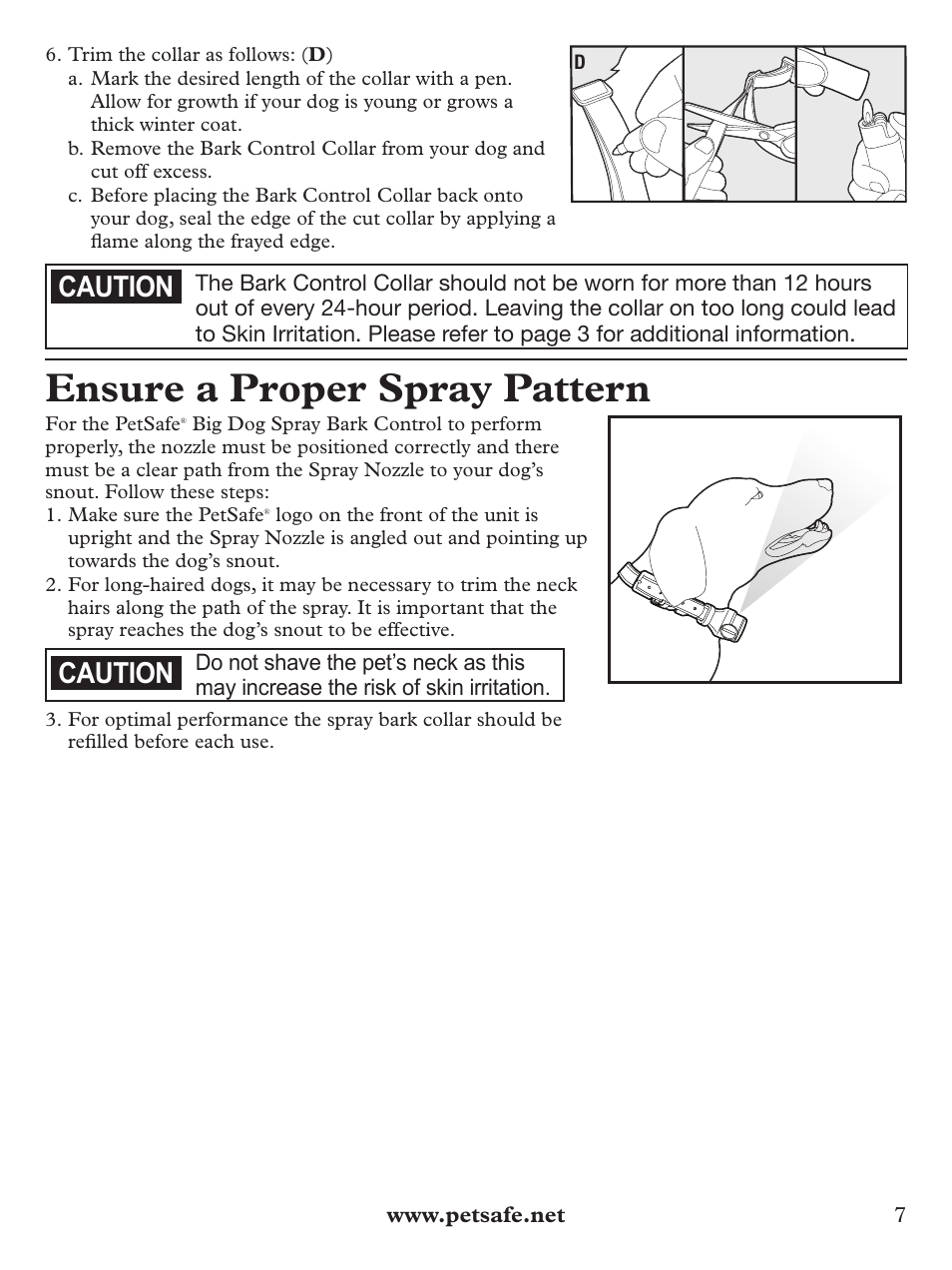 Ensure a proper spray pattern, Caution | Petsafe BIG DOG PBC00-12724 User Manual | Page 7 / 16