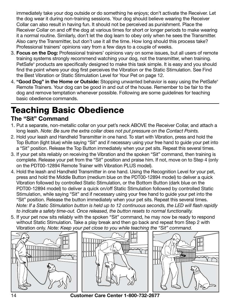Teaching basic obedience, The “sit” command | Petsafe PDT00-12892 User Manual | Page 14 / 24