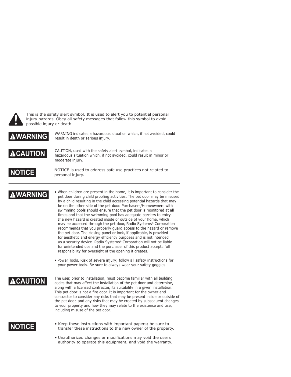 Warning, Caution, Notice | Important safety information | Petsafe PPA11-10709 User Manual | Page 2 / 44