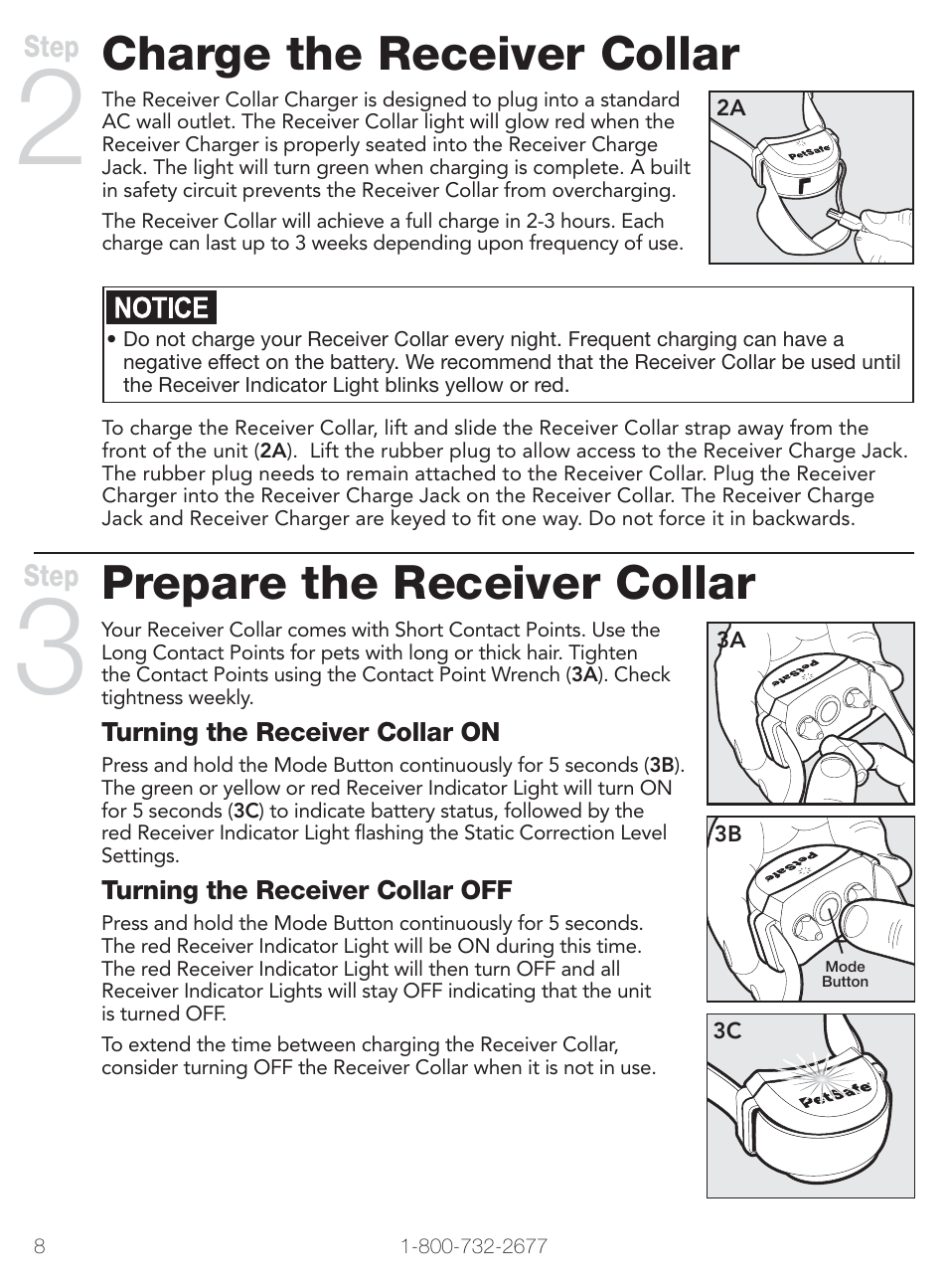 Charge the receiver collar, Prepare the receiver collar | Petsafe Stay+Play Wireless Fence PIF00-12917 User Manual | Page 8 / 28