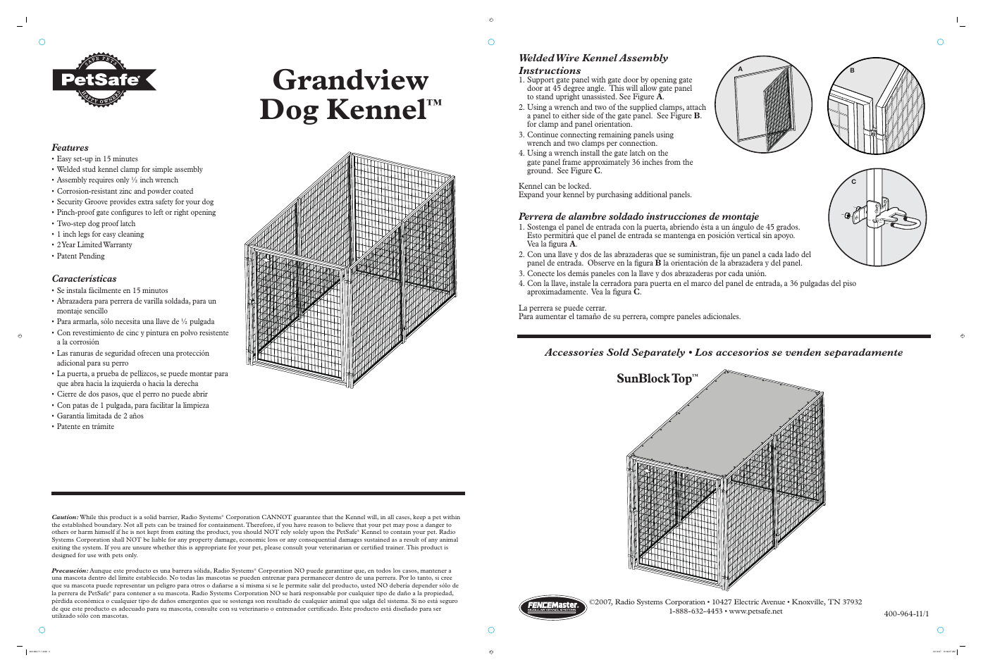 Grandview dog kennel, Sunblock top | Petsafe Grandview Dog Kennel HPK11-11288 User Manual | Page 2 / 2
