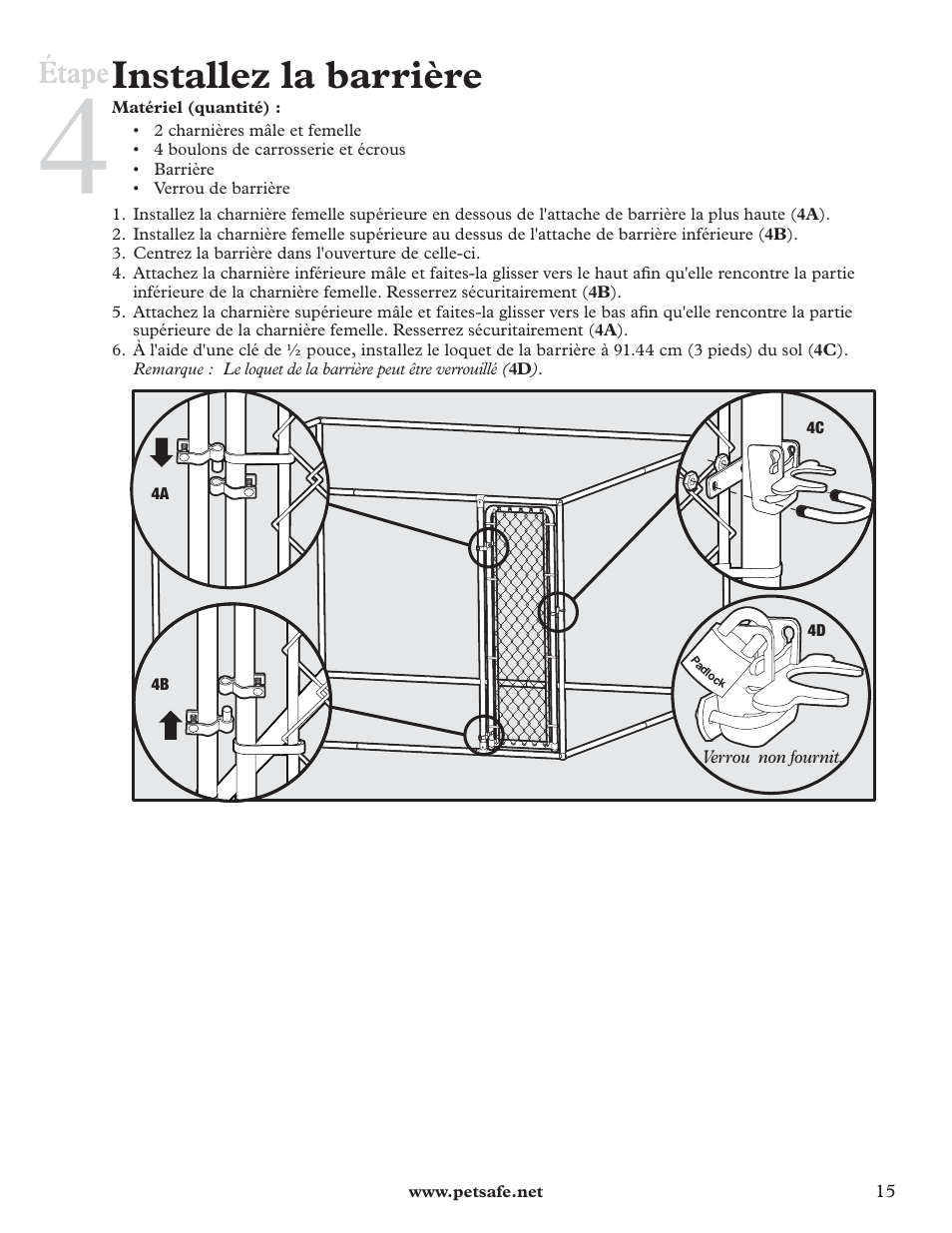 Installez la barrière, Étape | Petsafe HBK11-11926 User Manual | Page 15 / 28
