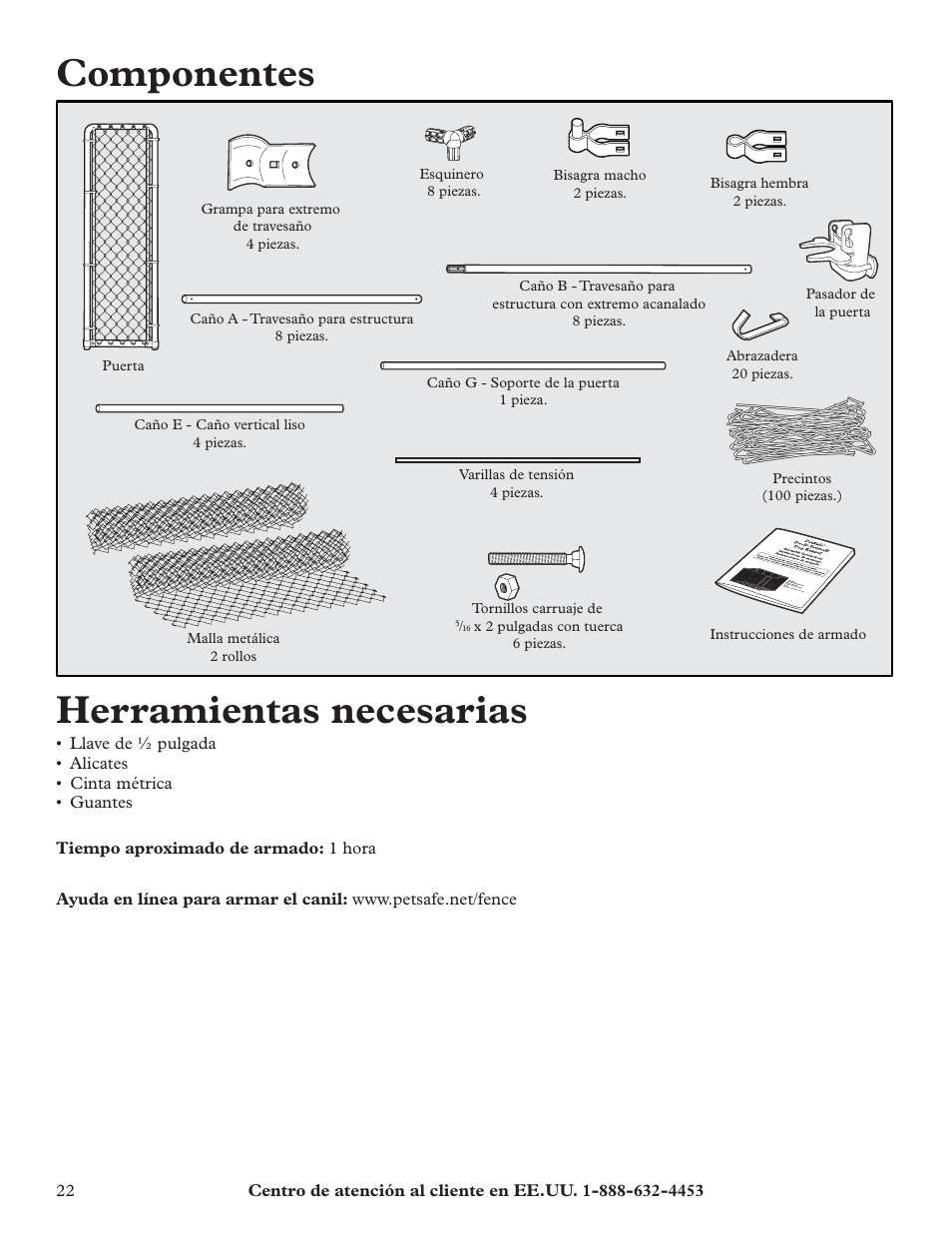 Componentes herramientas necesarias | Petsafe HBK11-11926 User Manual | Page 22 / 28