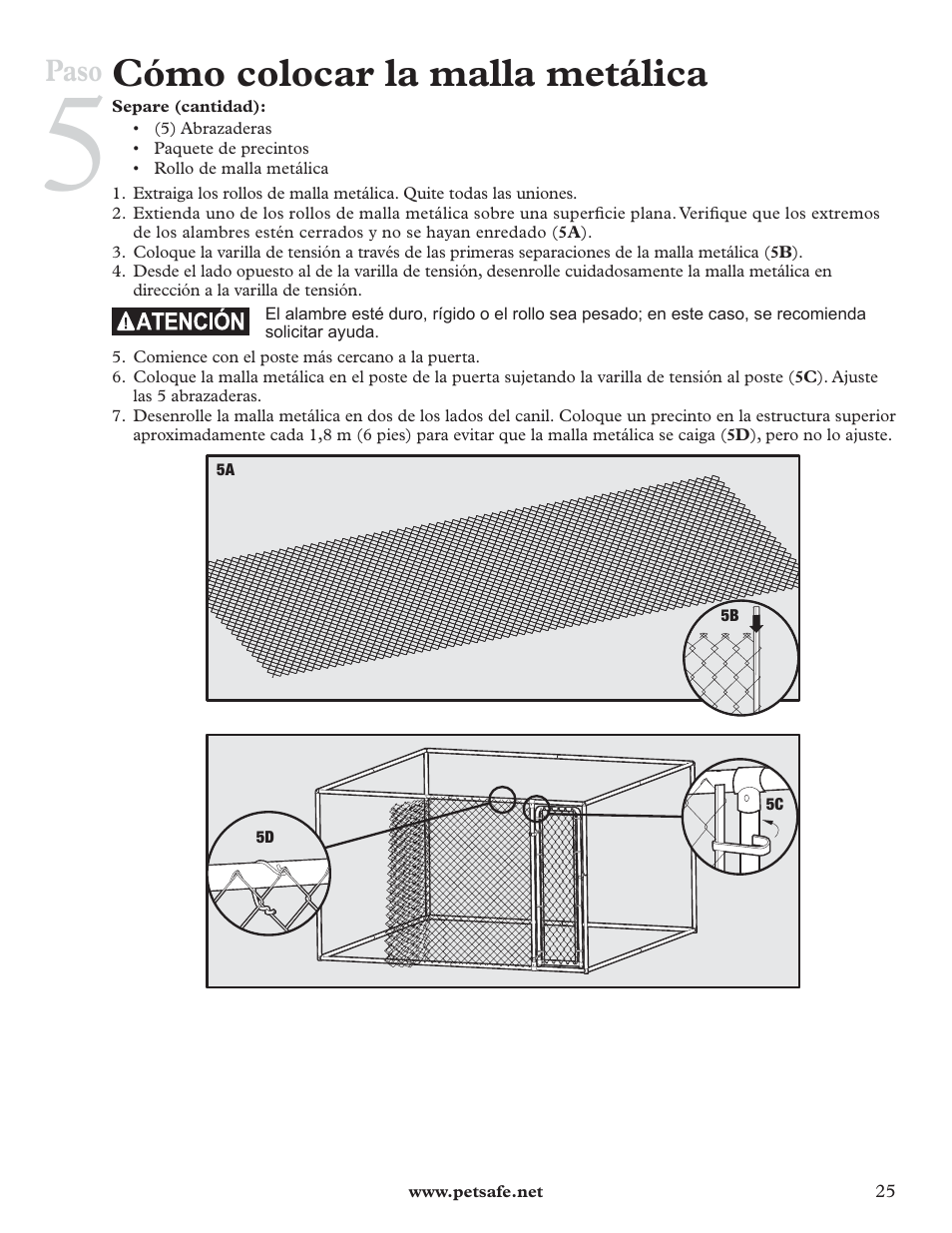 Cómo colocar la malla metálica, Paso | Petsafe HBK11-11926 User Manual | Page 25 / 28