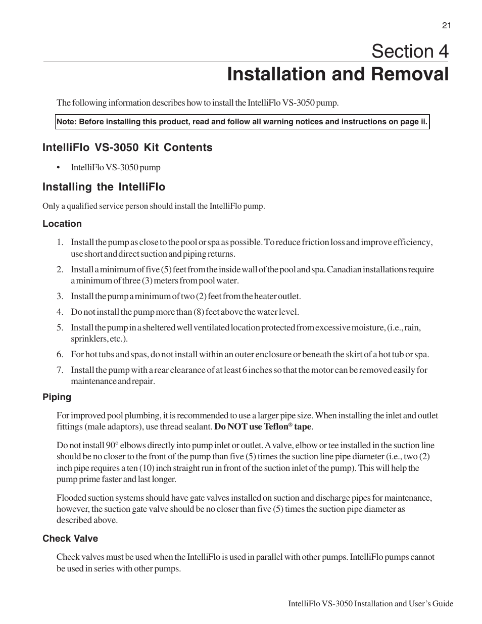 Pentair INTELLIFLO VS-3050 User Manual | Page 29 / 44