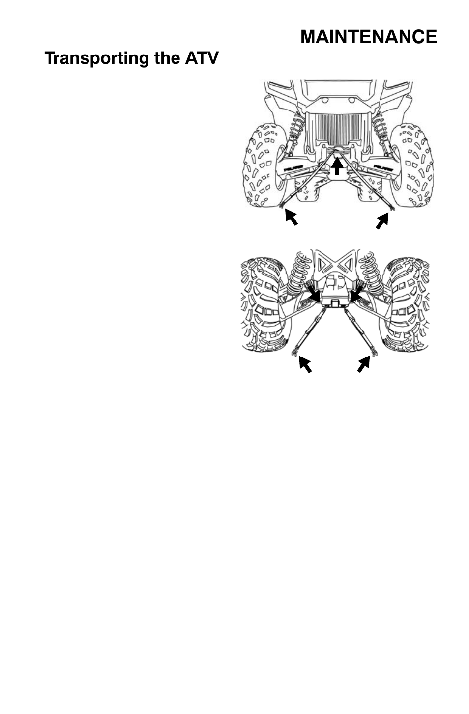 Maintenance, Transporting the atv | Polaris Sportsman 9920630 User Manual | Page 129 / 149