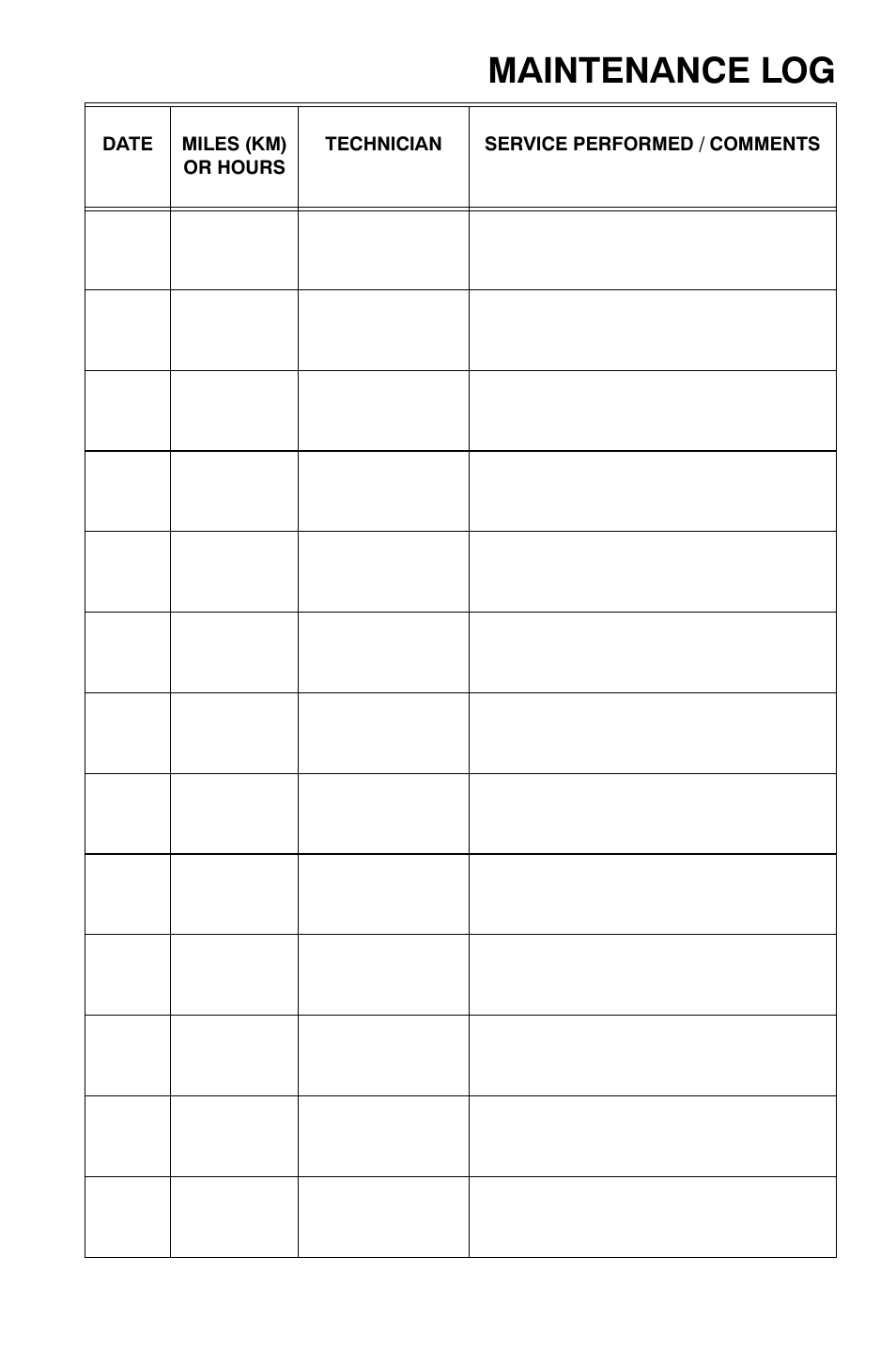 Maintenance log | Polaris Sportsman 9920630 User Manual | Page 149 / 149