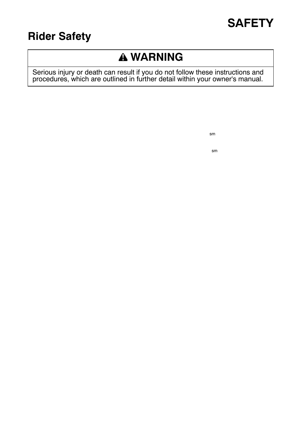 Safety, Rider safety, Warning | Polaris Sportsman 9920630 User Manual | Page 15 / 149