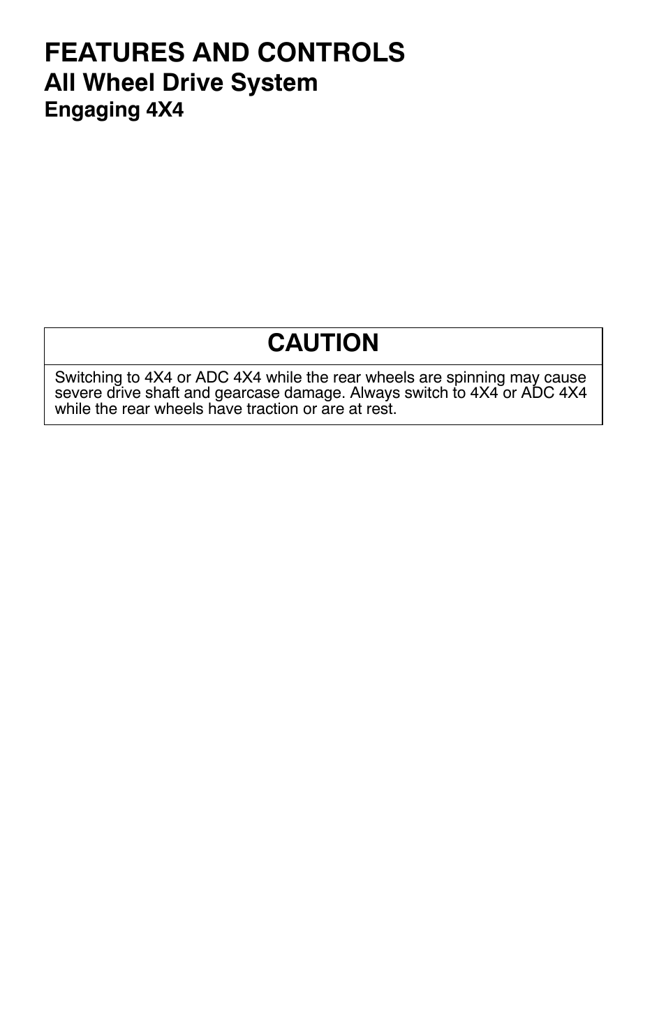 Features and controls, All wheel drive system, Caution | Polaris Sportsman 9920630 User Manual | Page 46 / 149