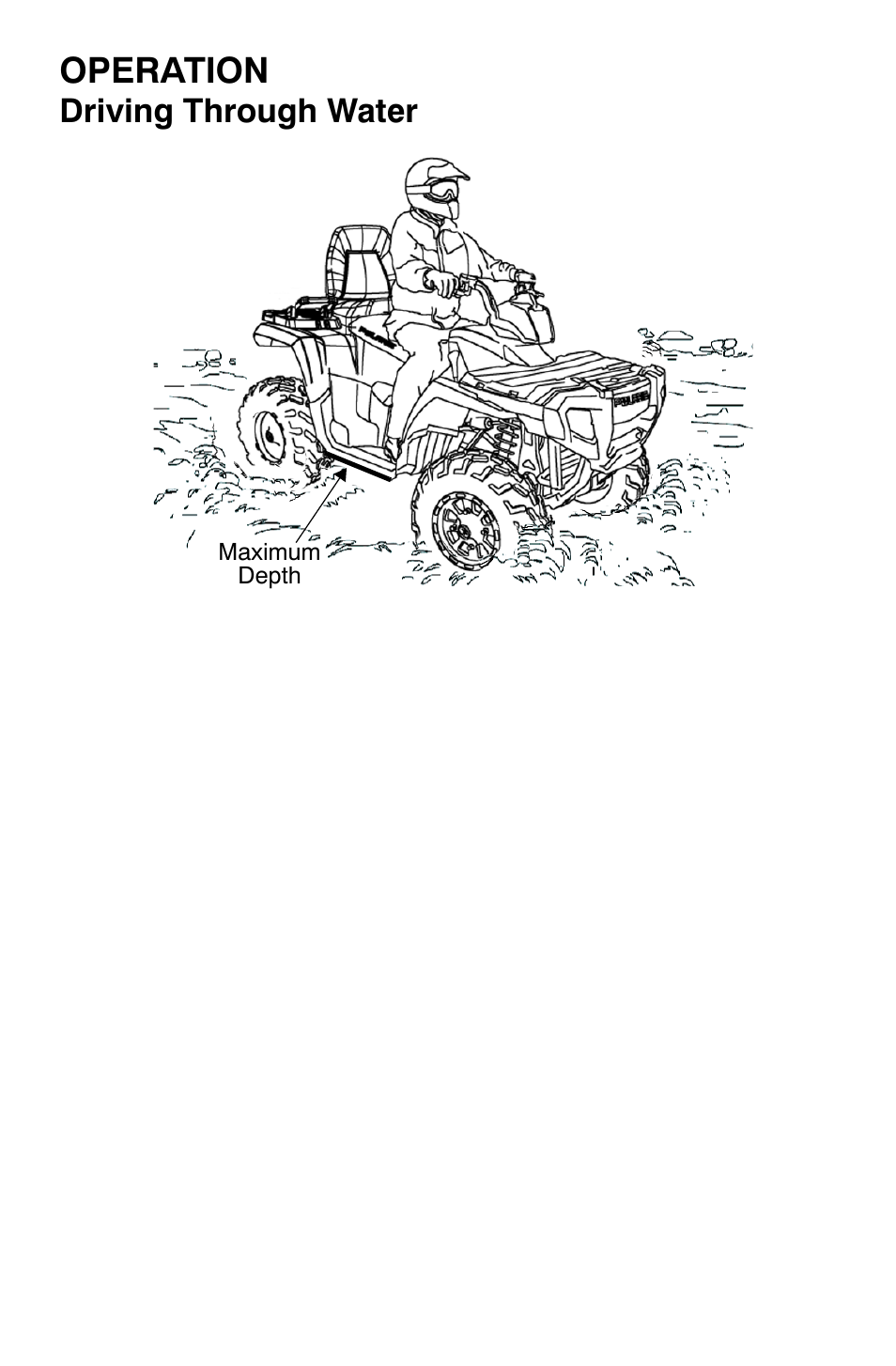 Operation, Driving through water | Polaris Sportsman 9920630 User Manual | Page 72 / 149