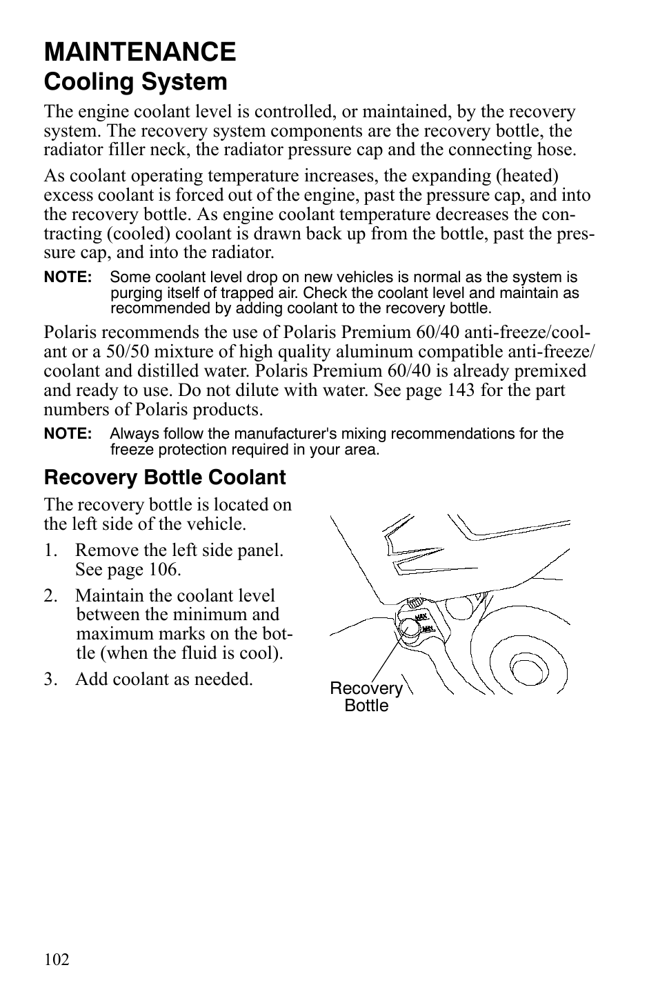 Maintenance, Cooling system | Polaris Sportsman 700 X2 User Manual | Page 105 / 163